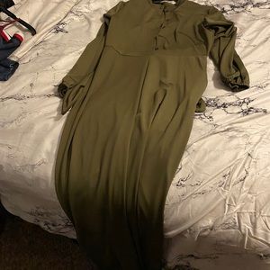 Olive green button down jumpsuit